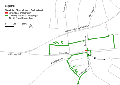 Omleiding voor fietsers en voetgangers