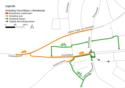 Omleiding Churchillaan x Borkelstraat